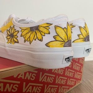 Sunflower painted new white Vans.